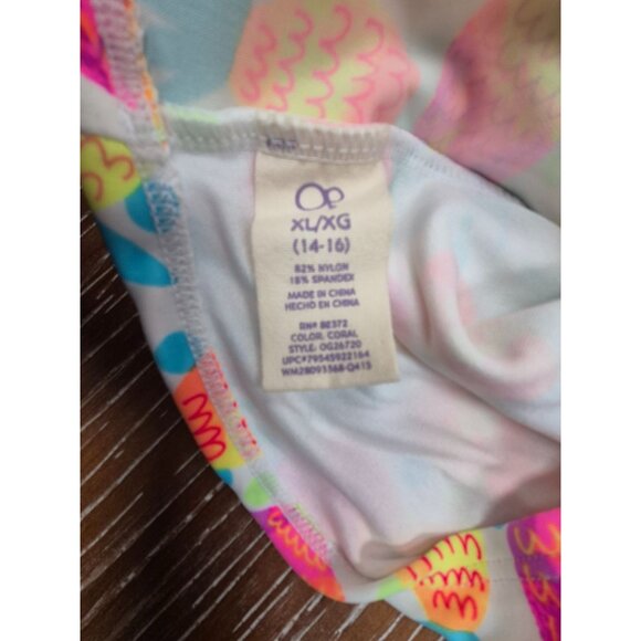 Girls XL Op One-Shoulder Pineapple Print Tankini Swim Top Nylon/Spandex - Picture 4 of 4